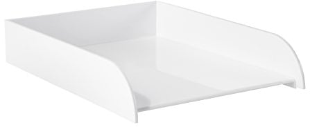 OSCO High Gloss White Plastic Stacking Letter Tray | A4 | Easily Stackable | Desk File Organiser | Paper Storage | Office Document Sorter | Paperwork Filing | No Risers Required | H6 x W24.5 D33 cm