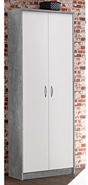 möbelando Schrank Beistellschrank Seitenschrank Standschrank Mehrzweckschrank Olli II Beton/Weiß