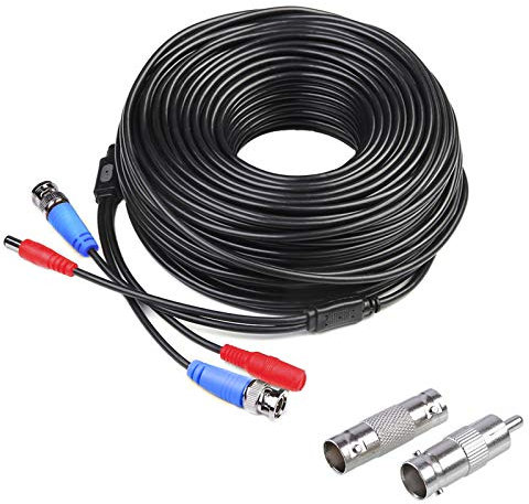 SANSCO 18.3 Meter 60 Feet Coaxial Lead, Power Cable for DVR Security System, BNC Video Wire for 960H 1MP 2MP 3MP 4MP 5MP CCTV Cameras, BNC RCA Connectors Included, Home Use