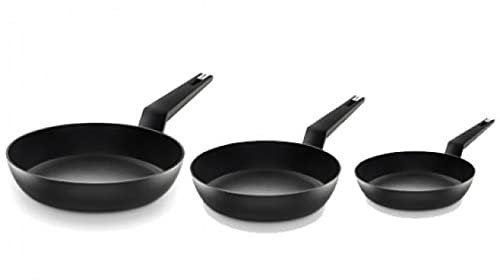 CASTEY - Juego de Sartenes de Titanium, Medidas 20, 24 y 28 cm, Antiadherente, Sin PFOA, Reforzado con Partículas de Titanio, Mango Ergonómico, Apto para Todas las Cocinas
