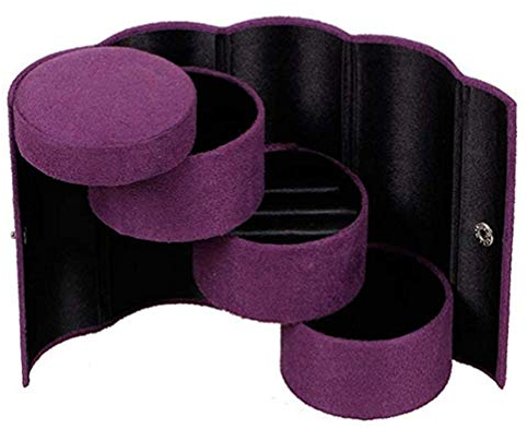 DadaA Jewellery Box,3 Layers Velvet Travel Jewelry Storage Box Case Holder Organizer (Purple)