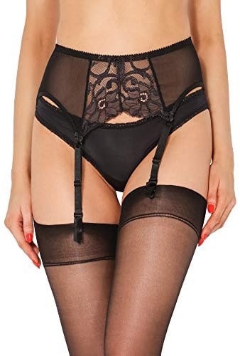 Merry Style Damen Strumpfgürtel 911 (Schwarz3, L)