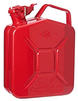 Oxid7 - Jerrican à essence en métal 5 l - Avec homologation ONU - Certifié TÜV de Rhénanie - Conception testée - Épaisseur de paroi 0,9 mm - Avec fermeture à baïonnette anti-fuite - Rouge
