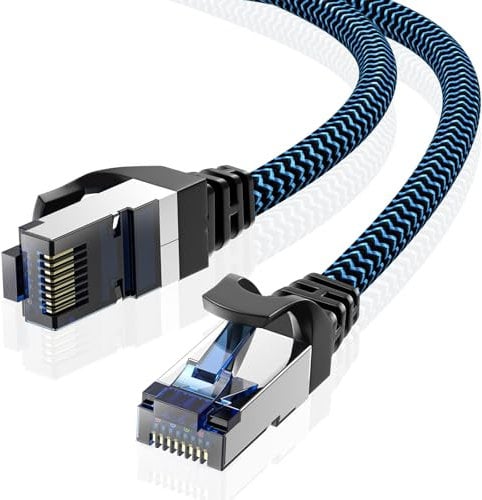 CABNEER Cable Ethernet Cat 8 de 10 Metros, Cabo Ethernet Cable de Red Trenzado, Cable Lan 40Gbps 2000MHz con Conector RJ45, Alta Velocidad Gigabit RJ45 Cable para Computadora Módem Router PC