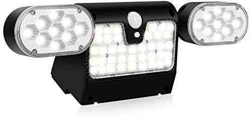 UNIFUN Outdoor Solar Wall Lights,182LEDS Solar Powered Security Lights with Dual Head 360-Degree Rotatable, Motion Sensor, 3 Lighting Modes,Durable Wall Lights for Outdoor Use