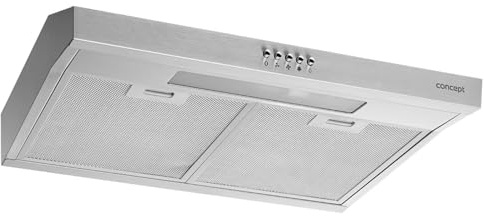 Concept OPP1260 Dunstabzugshaube 60cm mit LED-Beleuchtung und 3 Leistungsstufen Unterbauhaube 135 m3 67W Abluft/Umluft-Funktion (Silber)