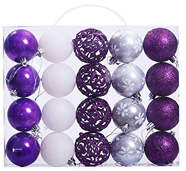 Baumkugeln 20 Stück Christbaumkugeln Weihnachtskugeln, Morbuy Kunststoff Weihnachtsbaumkugeln Plastik Bruchsicher, Weihnachtsbaumschmuck Weihnachtsdeko (lila)