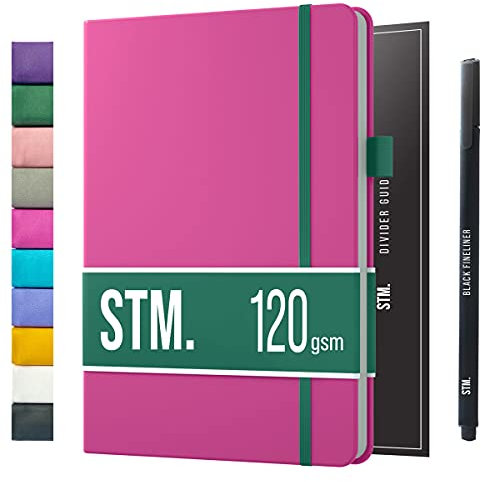 Notizbuch A5 Dotted Bullet Journal Buch und Stift - Gepunktet - Scribbles That Matter Notebook A5 - Auslaufsicheres 120g dickes papier, 215 Seiten, Hardcover Bujo, Hardcover Dot Grid note book