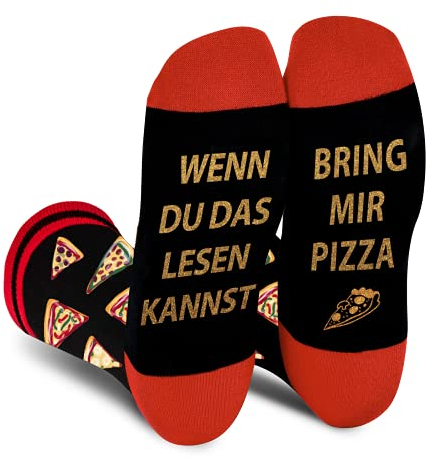 Lustige Pizza Socken Herren Papa Junge - Wenn Du Das Lesen Kannst Bring Mir Pizza - Bunte Männer Witzige Motiv Coole Bedrucken Socken - Ostern Geschenk Vatertag Weihnachten Strümpfe Geschenkideen