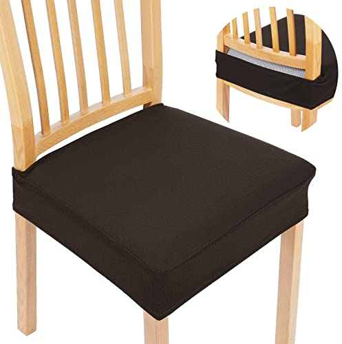 Homaxy Stretch Spandex Stuhlbezug Sitzfläche, Waschbarer Bezug für Stühle Sitzbezüge für Esszimmerstühle, Anti-Staub Esszimmerstuhl Hussen (Braun, 2er Set)