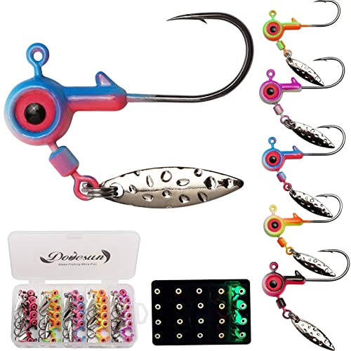 Dovesun Jigköpfe Set Underspin Jig-Köpfe Angelhaken Crappie Jigs 3.5g 30Stück