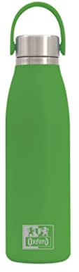 Oxford, Botella Agua Acero Inoxidable con Recubrimiento Cerámico, Térmica hasta 24h Frío y 12h Calor, 500 ml, Asa Superior, Color Verde Manzana