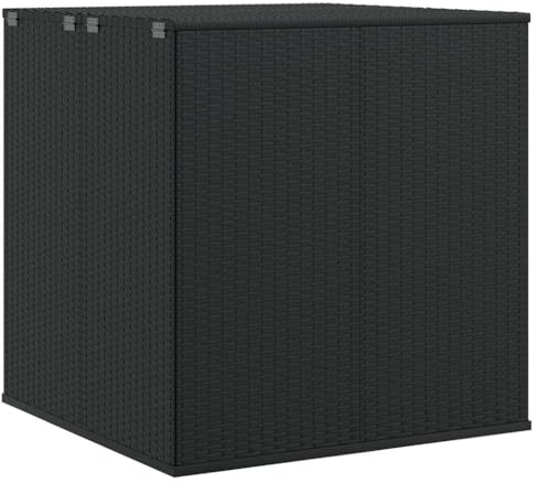 vidaXL Garten Kissenbox Auflagenbox Gartenbox Aufbewahrungsbox Kissentruhe Gartentruhe Gerätetruhe Kiste Box PE Rattan 100x97,5x104cm Schwarz
