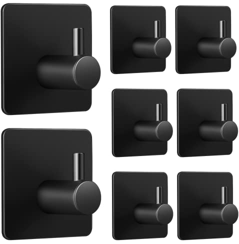 Miiepls Handtuchhaken 8 Stück, Haken Selbstklebende,Bad und Küche Handtuchhalter, Kleiderhaken,Ohne Bohren aus Edelstahl, Ideal für Badzimmer Toilette Küche Büro