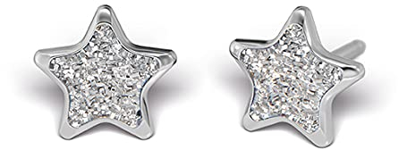 Studex TUBE Hypoallergenic Earrings Ohrringe, Stern weiß, Chirurgenstahl, 6 mm
