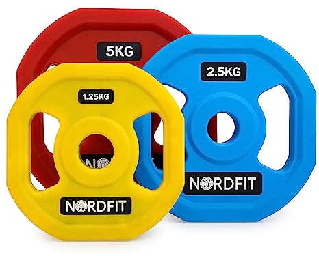 NORDFIT - Colour Urethane Weight Plates Only (17.5KG) (2 x 5KG, 2 x 2.5KG, 2 x 1.25KG)