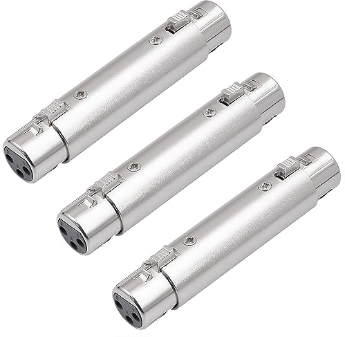 Greluma 3 pezzi Adattatore per cambio di genere da XLR a XLR,accoppiatore connettore XLR da femmina a femmina a 3 pin compatibile con microfono,mixer