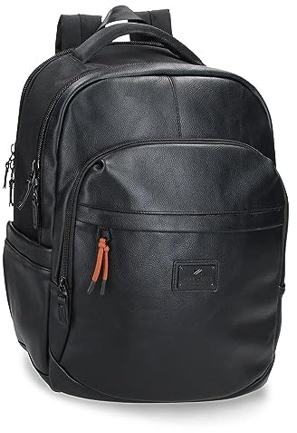 Pepe Jeans Egham Zaini in poliestere e dettagli in finta pelle, nero, Nero, Taglia unica, Zaino PC