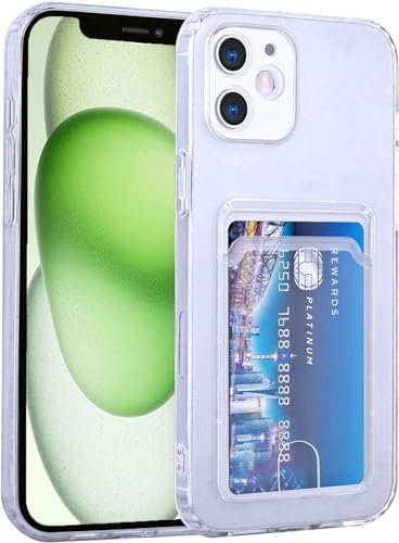 AMPLE Case for iPhone 15 Plus, Liquid Silicon Back Card Holder Phone Case, Ultra Slim Soft TPU Shockproof Case with Card Slot, Card Holder Sleeve, Wallet Card for iPhone 15 Plus (Clear)