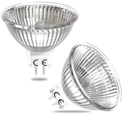 Luxvista Lampadine Alogene MR16 GU5.3, 50W Dimmerabile Bianco Caldo 2700K DC 12V Bassa Tension Lampadine Riflettori Equivalente a Lampadine LED 5W Faretto, Confezione da 2