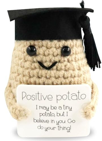 Meanju Abitur Glücksbringer 2025,Positive Kartoffel,Prüfung Glücksbringer,Pocket Hug Strickwolle Positive Potato Puppe,Prüfung Geschenk