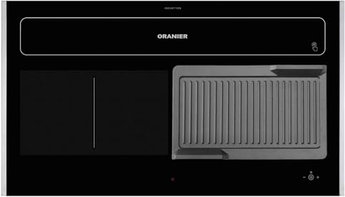 Oranier Induktionskochfeld KFL 2092 - Flächen-Induktion 90 cm Abluft-Umluft Kochfeldabzug Grillplatte gerillt & Edelstahl Seitenleisten