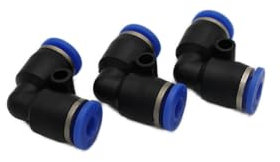 Lot de 3 raccords pneumatiques coudés IQS de 4 mm - 90° - Raccord de tuyau d'air comprimé