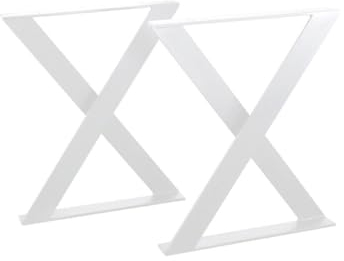 modern LOFT art Tischbeine Weiß - Metall X-Form - 2X Tischgestell Flachstahl 80x10 mm - DIY Tischkufen für Wohnzimmertisch, Esstisch - Breite 50 cm, Höhe 72 cm