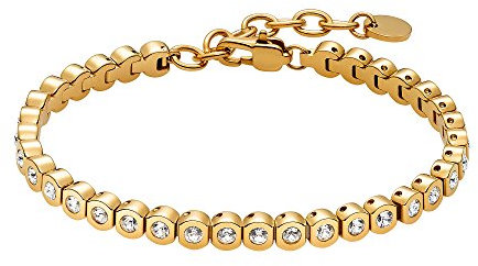 Heideman Armband Philemon Herren - Aus hochwertigem Edelstahl gold farbend poliert Tennisarmband mit dezenten glänzenden Steinchen Armkette für Männer verstellbar