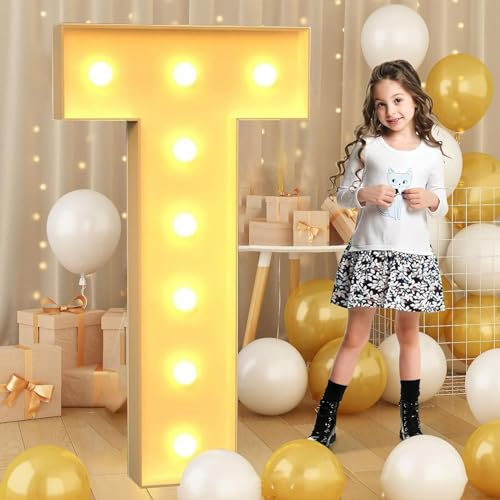 Lettre T géante lumineuse à DEL de 120 cm, panneau lumineux en mosaïque pour chapiteau, lettres LED pour Saint-Valentin, anniversaire, Noël, Nouvel An