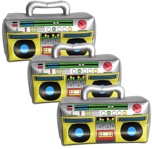 3 Stück Aufblasbare Radio Boombox,Aufblasbare Rock Star Toy, Aufblasbare Radio, 80er 90er Jahre Dekoration Party,Aufblasbarer Retro Ghettoblaster(42x30cm