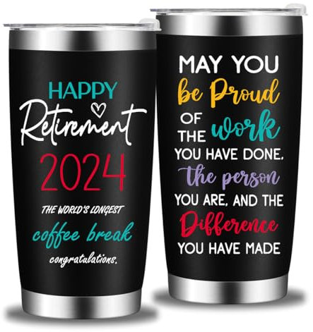 tGifGLonyi Becher zum Ruhestand 2024 für Frauen, Ruhestand, Chef, Kollegen, Lehrer, Krankenschwestern, 590 ml