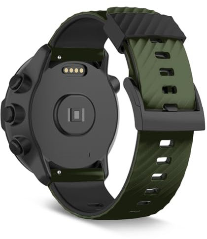 SeaFicco 24mm Cinturini in Silicone Compatibile con Suunto 7 /Suunto 9 /Suunto 9 Baro/Suunto Spartan Sport/Suunto Spartan Sport Wrist HR/Suunto D5 Cinturino di Ricambio (Verde Scuro/Nero)