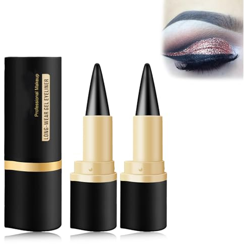 2 Stück Eyeliner Stift,Kajalstift Schwarz,Matte Schnell Trocknender Eyeliner,creme eyeliner,Waterproof Gel Eyeliner für Ein Alltägliches Lang Anhaltendes Augen Make up (Schwarz)