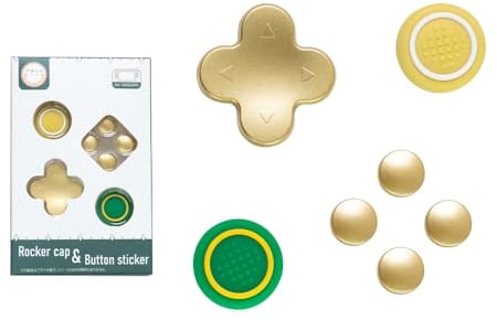BKEPDY Switch Joystick Kappen Silikon ABS Tasten Aufkleber Joystick Abdeckkappen Kreuz D Pad Tastenkappen Anti-Rutsch Design für Joy-Con Controller Kreise Tastenfelder (Gold)