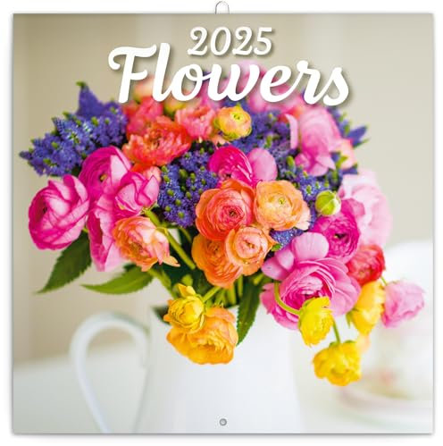 NOTIQUE Wandkalender 2025 Blumen Kalender, Broschürenkalender mit Monatskalendarium, Broschurkalender Gartenkalender Kalender 30 x 30 cm (30x60 Geöffnet)