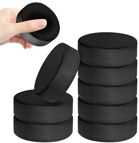 OMYOPY 12 Stück Eishockey-Pucks mit wiederverwendbarer Netztasche, Gummi-Straßenhockey-Puckbälle zum Üben und klassisches Training, Durchmesser 7,6 cm, Dicke 2,5 cm, 170 g, offizielle Verordnung,