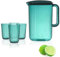 Lot de 4 pichets en plastique avec tasses, 2 L avec couvercle et bec ventilé, pour eau chaude/froide, thé, café, lait et jus, boissons pour cocktails, barbecues, fêtes, camping