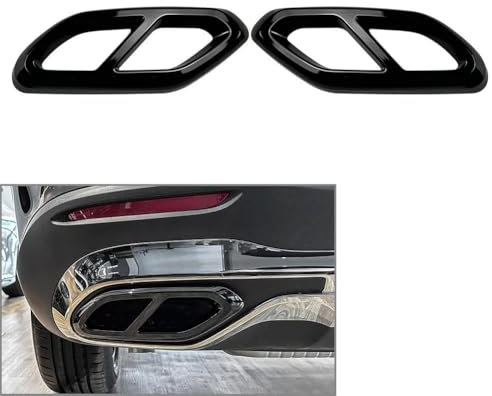 LJWAN Auspuff Endrohr Abdeckleisten für Mercedes Benz GLC Class X254 2022+, Edelstahl Hinten Dual Auspuff Rohr Abdeckung Schwanz Kehle Rahmen Auspuffblende,Glossy Black