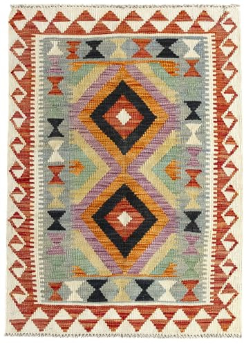 HAMID - Tapis Kilim Herat, Tapis Kilim, Kilim Tapis 100% Laine Tissée à la Main, Tapis Ethnique pour Salon, Chambre, Salle à Manger, (105x80cm)