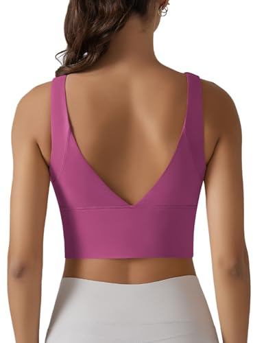 Odizli Sport BH Damen Starker Halt Große Brüste Sportunterwäsche Push Up Rückenfrei Sportbh ohne Bügel Bügelloser Yoga Fitness Bustier Bra Top Oberteile Frauen Sporttop Sportoberteile Rosa M