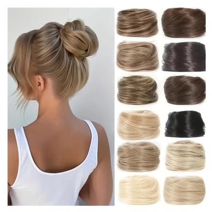 Echthaar-Dutts, Pferdeschwanz, Haarteil, brasilianisches Haar, Scrunchies, Hochsteckfrisuren, Donut-Chignon, Haarverlängerungen(12H24)