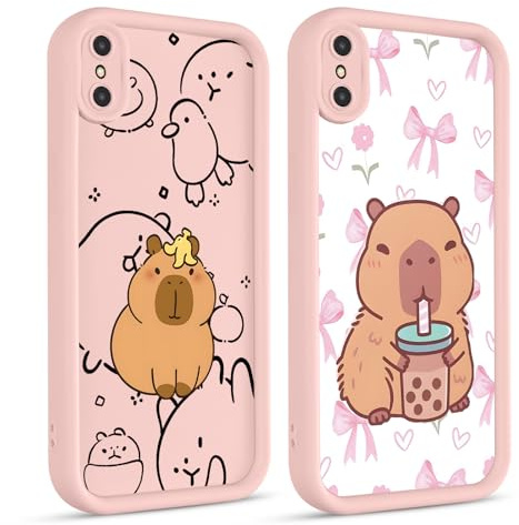 2 Stück Cute Anime Handyhülle für iPhone XS Max Hülle 6.5, Niedlich Karikatur Tier Capybara Aesthetic Muster Design mit Weiche Stoßfest TPU Silikon Schutzhülle Dünn Mädchen Bumper Case, Aesthetic
