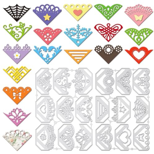 GLOBLELAND Verschiedene Stanzformen Für Buchecken Zum Selbermachen Scrapbooking Blumen Schmetterlingsecken Metallstanzungen Fotorahmen Stanzschablonen Für Halloween Kartenherstellung Prägealbum