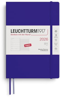 LEUCHTTURM1917 372681 Wochenkalender & Notizbuch Medium (A5) 2026, Softcover, Ink, Englisch