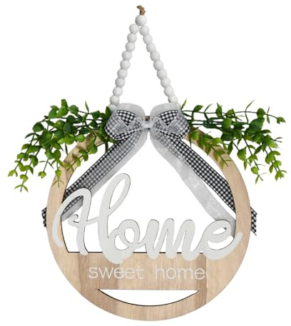 TüRkranz Holz KüNstliches GrüN HaustüR Deko 24 cm Durchmesser TüRkranz AußEn FüR HaustüRen, Wohnzimmer, Flure, Kamine Und Feiertagsfeiern