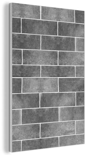 MuchoWow© Filz Bild als Akustikpaneele 60x90 cm Schlafzimmer Bilder Wand Deko Wohnzimmer Modern Wanddeko Schallschutz Akustikbild Abosrber Fliesen - Mauer - Grau - Schwarz - Industrial