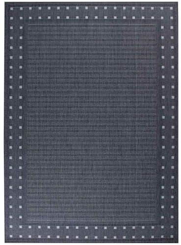 Knutzen Wohnen Palma Flachgewebe Teppich 200 x 240 cm Anthrazit - geeignet als In- & Outdoor Teppich - wetterfest - pflegeleicht - UV-beständig - Ideal für den Innen- oder Außenbereich