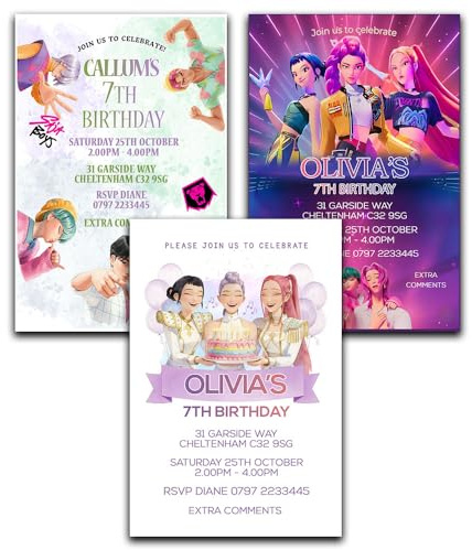 Pop Kids Personalised Party Invites Birthday Invitations & Envelopes