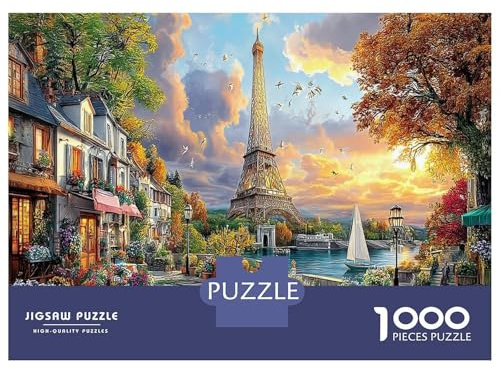 1000 Teile Eiffelturm Puzzlespiel Herausforderung Spielzeug Sunny City Landschaft Jigsaws Puzzles Pädagogisch Geschenke Für Erwachsene Kinder 38x26cm/1000pcs